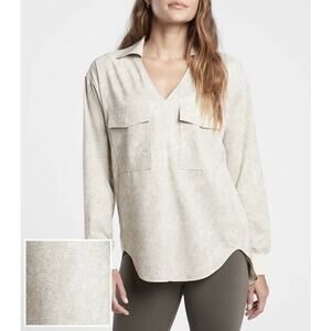 Athleta Zuma Printed Top Long Sleeve Shirt Viper Gray Size S NWT UPF Lightweight